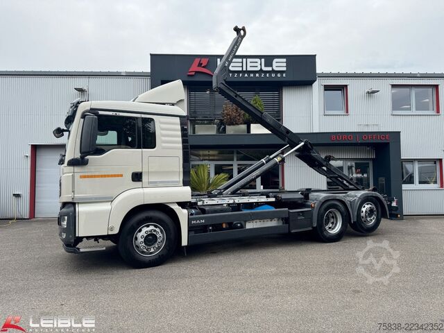 Truk container hook arm (roll-off) MAN TGS 26.460 6x2*Meiller RS21.65*Lift-Lenk*165tkm*