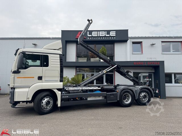 Truk container hook arm (roll-off) MAN TGS 26.460 6x2*Meiller RS21.65*Lift-Lenk*165tkm*