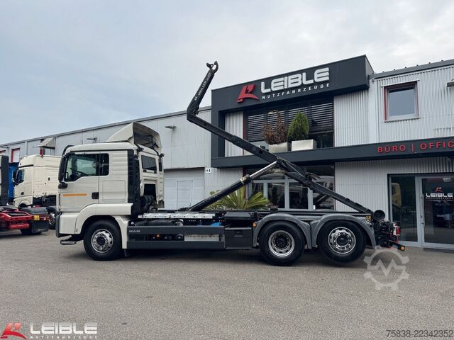 Truk container hook arm (roll-off) MAN TGS 26.460 6x2*Meiller RS21.65*Lift-Lenk*165tkm*