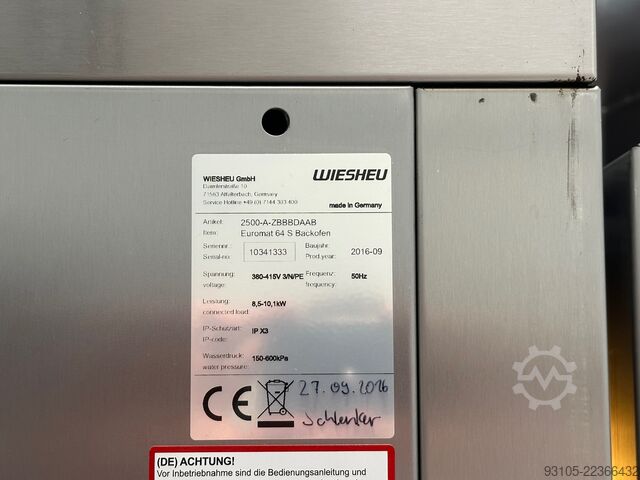 WIESHEU EUROMAT B5/B10 VARIO BAKERY OVEN Wiesheu Euromat 64 S/L