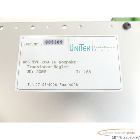 अवयव UniTek Unitek 406 TVD-200-16 / TVD6-200-16 K Kompakt Transistor-Regler SN:005389