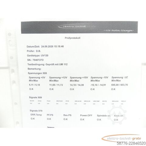 Komponenta Heidenhain UV 130 ID 324 998-01 SN:7840727D generalüberholt mit 3 Mon. Gewährl.