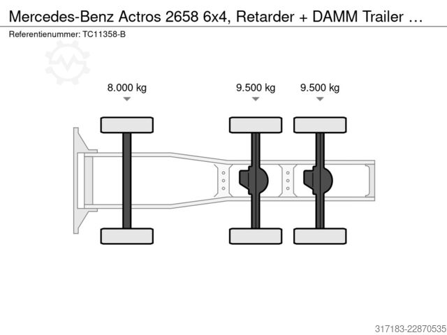 Standard-SZM Mercedes-Benz Actros 2658 6x4, Retarder + DAMM Trailer