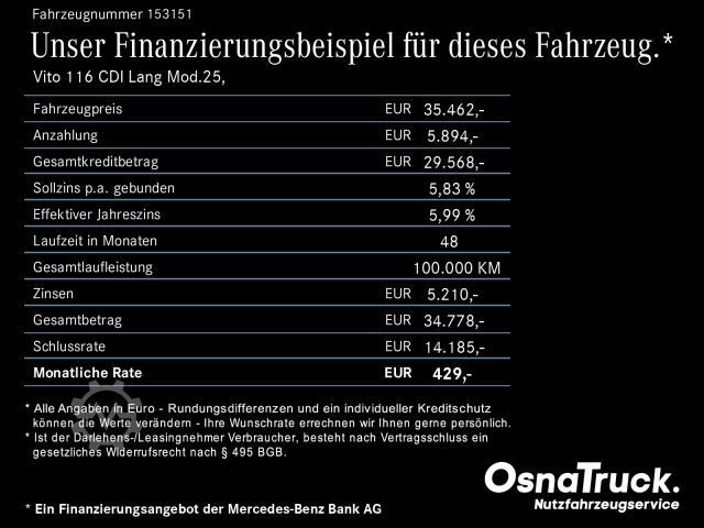 Furgoneta MERCEDES-BENZ Vito 116 CDI Lang Mod.25, MBUX, Automatik,Kamera