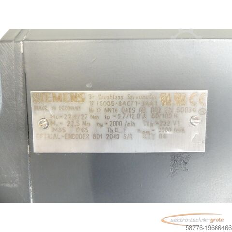 Steuerung Siemens 1FT6086-8AC71-3AA1 Synchronservomotor SN: YFNN14040903002