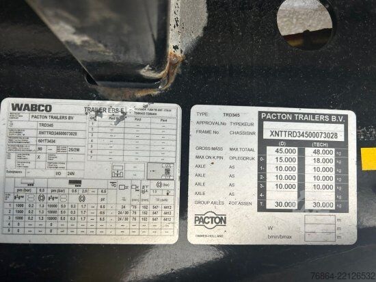 ボックスセミトレーラー PACTON TRD 345, 3-ACHS ROLLBODEN, KOFFERAUFLIEGER, FöRDERBAND, 2XLENKACHSE!