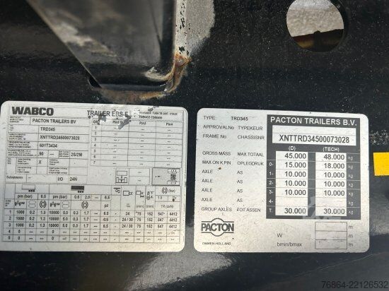 ボックスセミトレーラー PACTON TRD 345, 3-ACHS ROLLBODEN, KOFFERAUFLIEGER, FöRDERBAND, 2XLENKACHSE!