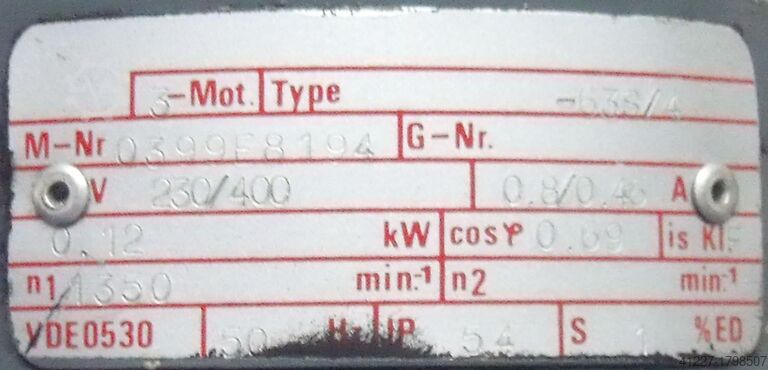 Gearmotor 0,12 kW 30 omdr./min. Rehfuss SR2 10L-63S/4