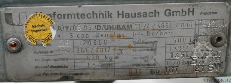 V2A製500リットルIBC容器 Thielmann (UCON) 9063