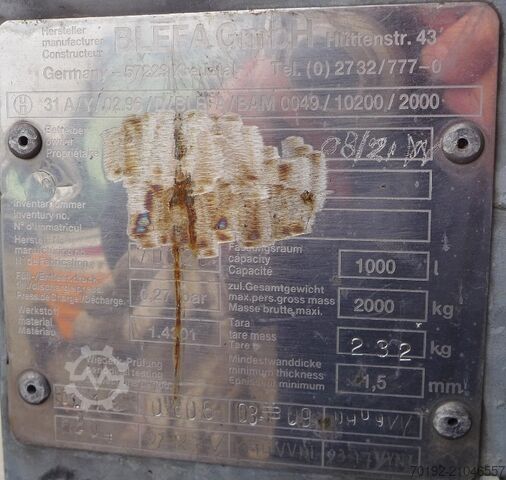 V2A製1000リットルIBC容器 Blefa 9038