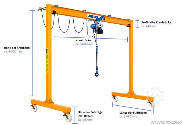 ABUS könnyű mobil daru, 2000 kg, 3600 mm Abus LPK