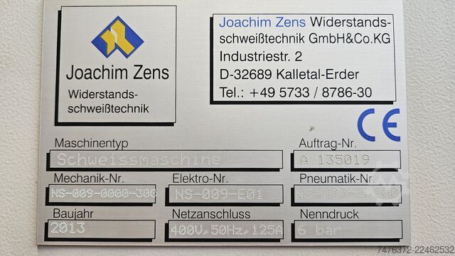 投影焊接机 Zens Widerstandsschweißtechnik GmbH & Co NS009-250MF-23kN