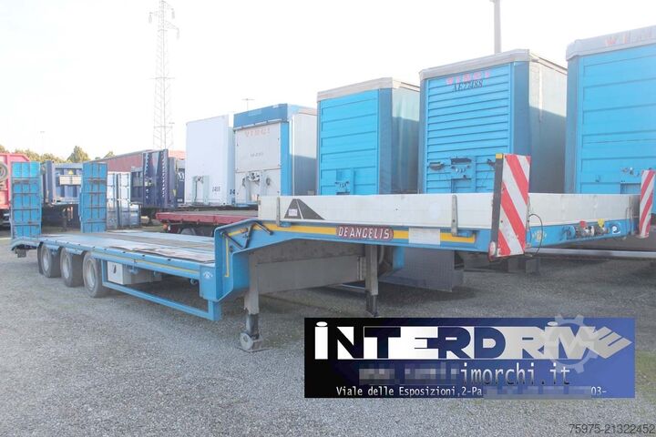 Reboque semirreboque de plataforma baixa para transporte de máquinas de construção de angelis pianale carrellone rampe 3 assi usato