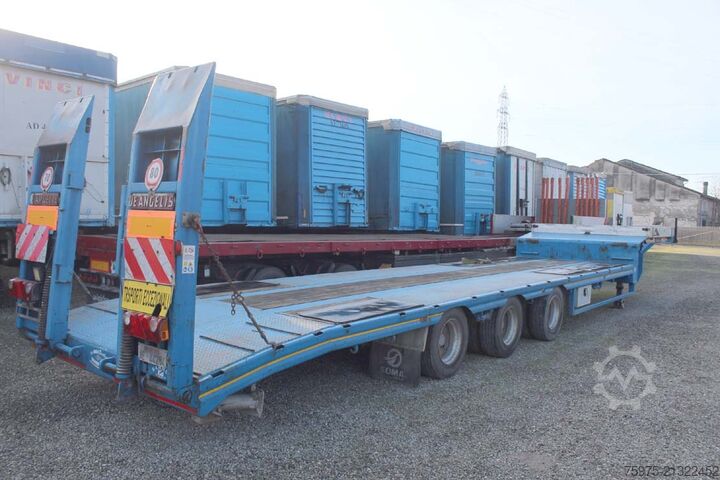 Reboque semirreboque de plataforma baixa para transporte de máquinas de construção de angelis pianale carrellone rampe 3 assi usato