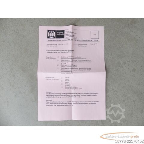 Komponentas Wagner 752-ST/1 Umpolsteuergerät / Steuerteil 340659 SN: 529597