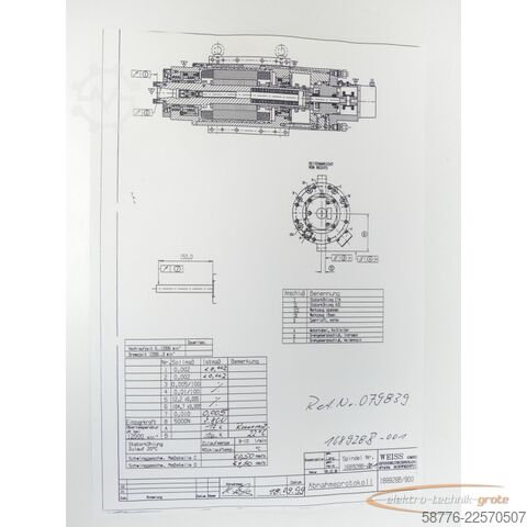 উপাদান Weiss WEISS 168928B-001 Spindel