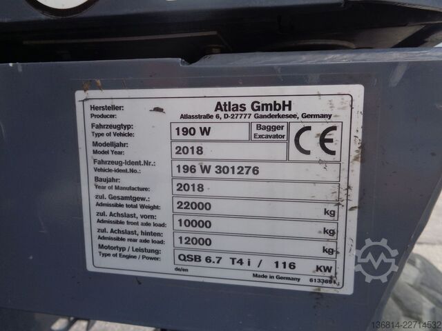 Mobile excavator ATLAS 190W SW Klima RFK