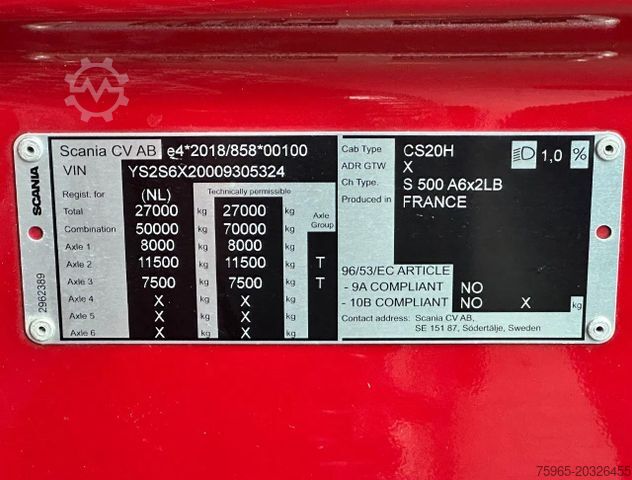 Standaard trekker SCANIA S500 BOOGIE FULL AIR RETARDER 2X TANKS ONLY 356.