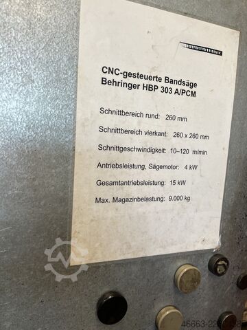 Sierra de cinta automática incl. cargador Behringer HBP 303A / PCM