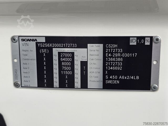 Standardni SZM Scania S450 6x2/4 LIFT / STEER / RETARDER / PARKING CO...