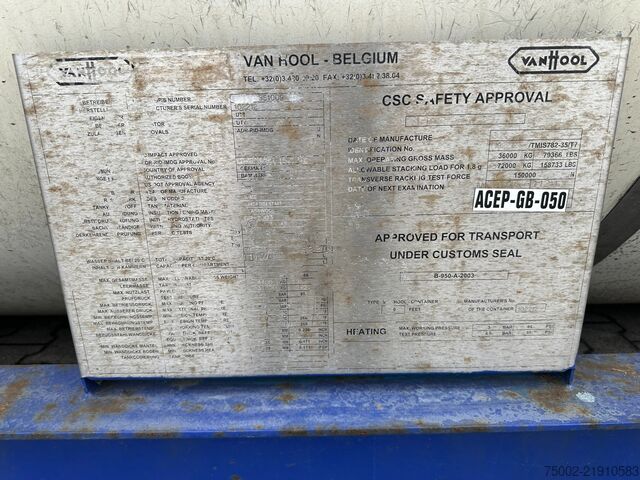 Tank container Van Hool 35.000L / 1-comp. / 20FT swapbody / T7 / EMKD /...