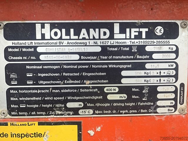 طاولة رفع مقصية Holland-Lift N165-12EL Combistar (16.5 m)