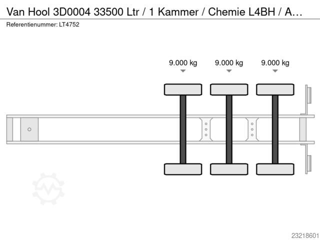 Van Hool 3D0004 33500 ליטר / תא אחד / כימיקלים L4BH / תקן ADR / גרור הולנדי LT4752 Van Hool 3D0004 33500 Ltr / 1 Kammer / Chemie L4BH / ADR...