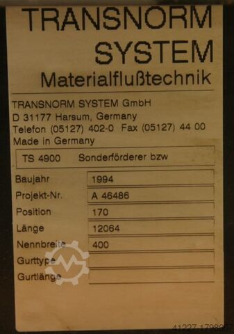 Rullebanedrevet Transnorm Typ 400/2000