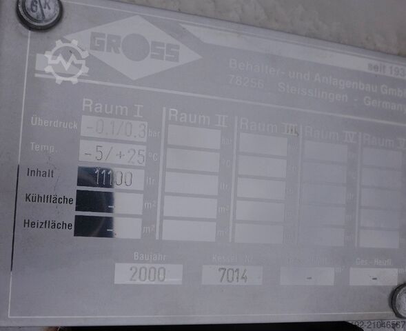 11100 liter wadah dari baja tahan karat V4A / dibuat sesuai DIN6618 Gross Apparatebau 9011