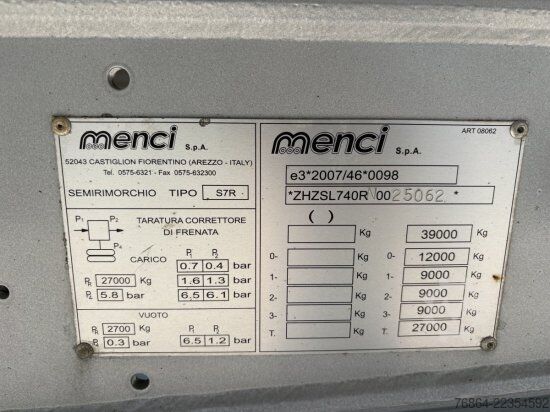 Semi-reboque basculante MENCI MENCI KASTENMULDE SL740R,  GETREIDESCHIEBER, LIFTACHSE