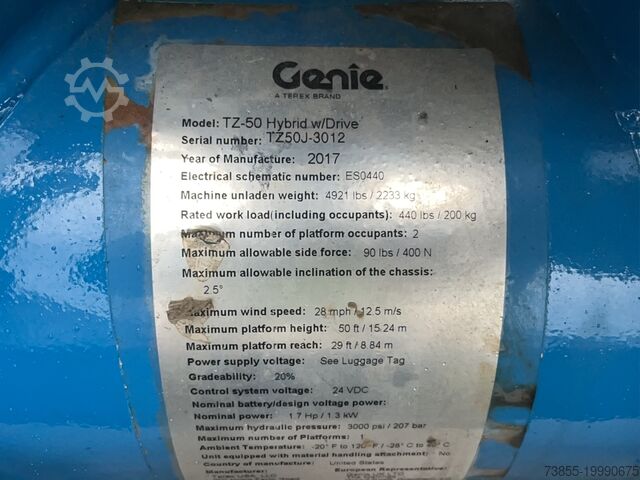Подъемник с стрелой, устанавливаемый на прицепе Genie TZ-50 Hybrid w/Drive (17m)