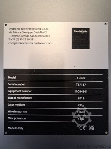 Laser 3D pour tubes (tubes et profilés) Bystronic FL400