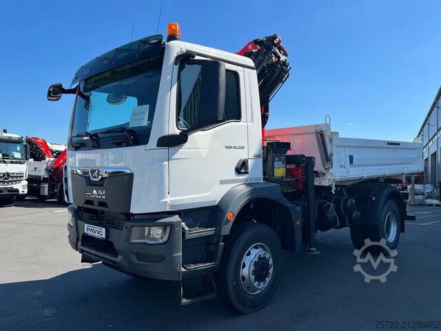 3-sided tipper MAN TGM 18.320 4x4 Meiller Trigenius FASSI F135