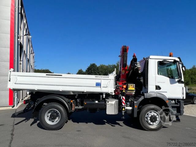 3-sided tipper MAN TGM 18.320 4x4 Meiller Trigenius FASSI F135