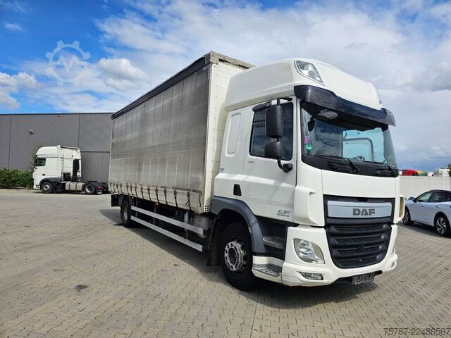 Camion cu platformă și prelată DAF DAF CF 310 Space Cab, Gardine, Ladebordwand 1,5