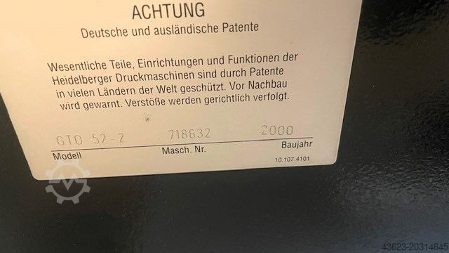 Offset printing machine Heidelberg PM GTO 52-2+