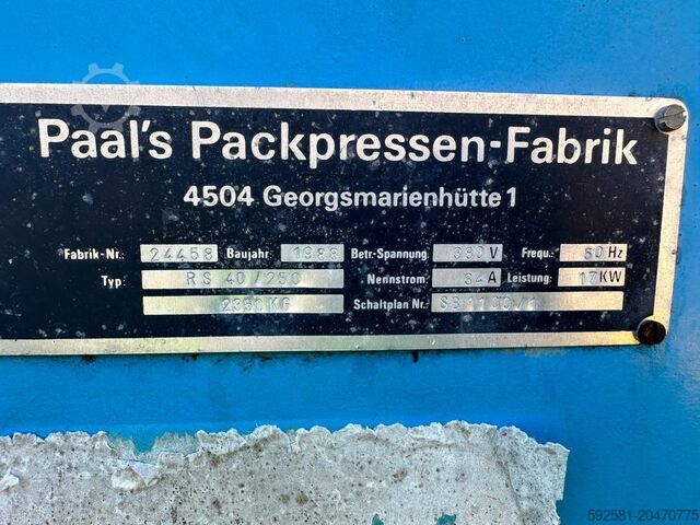 Машини за рязане на хартия / Машини за рязане на ролки Paal’s Packpressen-Fabrik RS 40/250