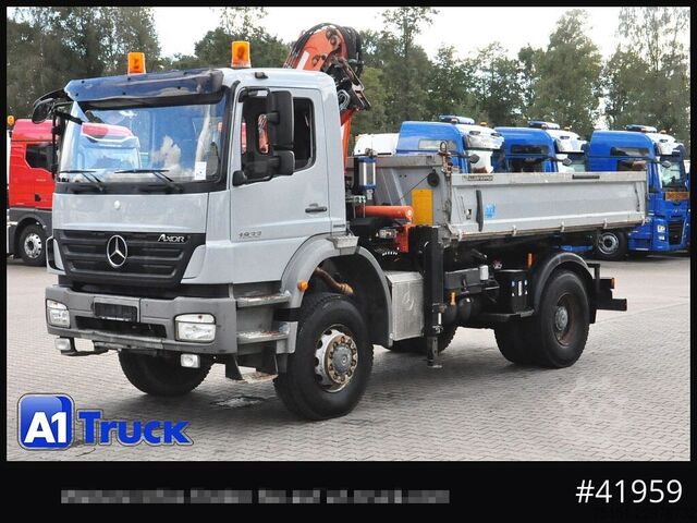 Kravas automašīnai uzstādīts celtnis MERCEDES-BENZ Axor 1833, 4x4, Kran 3 Seiten Kipper, Funk