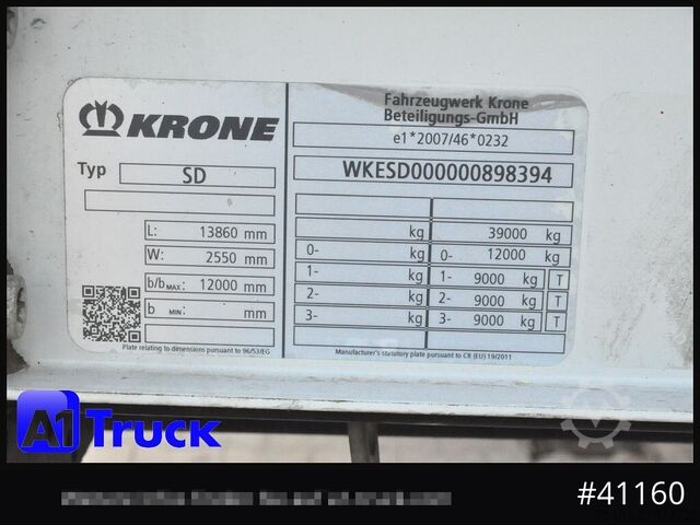 Open semitrailer with tarp KRONE SD, Tautliner Mega, Liftachse, 4 x vorhanden
