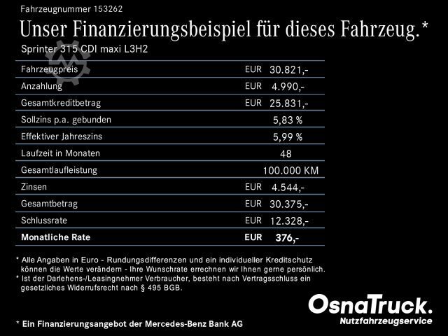 Панел комби MERCEDES-BENZ Sprinter 315 CDI maxi L3H2 Klima,MBUX,Kamera360°