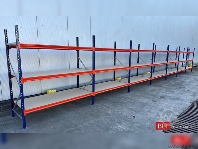 Wide span storage rack ca. 28,55 lfm. Weitspannregale H: 200 cm T: 80 cm , 400 kg Fachlast , 3 Ebenen