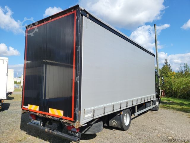 Truk bak datar dengan terpal MAN TGM 15.290 BL Curtainside-Edscha, 1.Hand