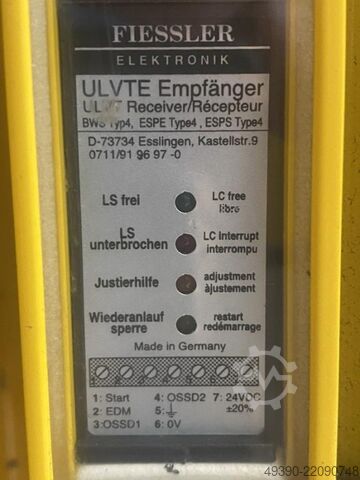 Barriera fotoelettrica di sicurezza multiraggio, 1 trasmettitore + 1 ricevitore + 2 riflettori, colo FIESSLER ULVT 1500/105 S + ULVT 1500 / 105 E