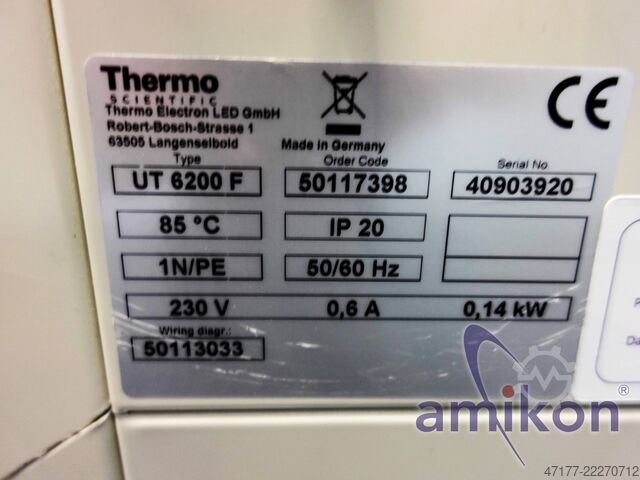 Ar ārējo temperatūras kontroles ierīci STW150, 85°C Thermo Fisher Scientific UT 6200 F Umluft-Trockenschrank