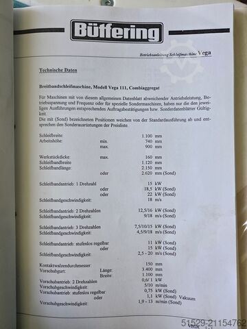 Leveä hihnahiomakone Butfering Vega