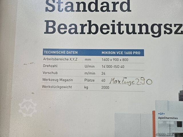 Vertikales Bearbeitungszentrum +GF+ VCE 1600 Pro