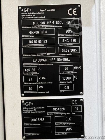 5 Axis universal machining center Mikron HPM 800U HD