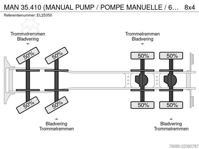 שלדה עם תא נהג MAN 35.410 (MANUAL PUMP / POMPE MANUELLE / 6 CYLIND...
