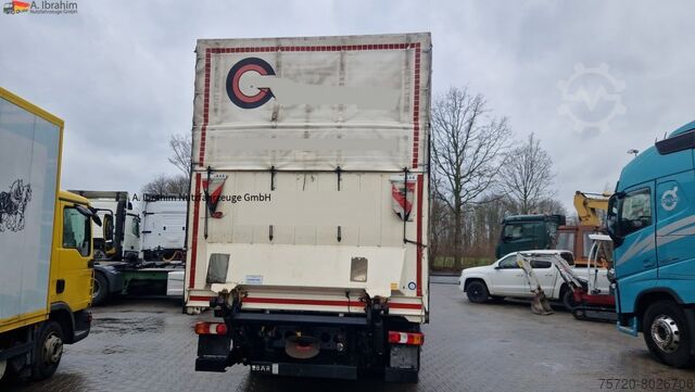 Camião plataforma com lona Mercedes-Benz 1845 Retarder Klima, Kühlschrank Edscha, Retarder, LBW, Zustand gut
