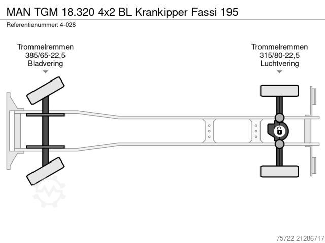 3-stranný sklápač MAN TGM 18.320 4x2 BL Krankipper Fassi 195
